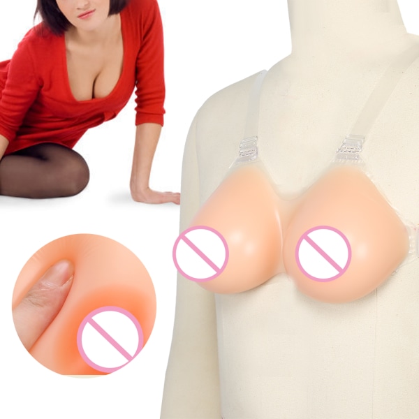 Silikone brystform gennemsigtig skulderrem Pasta type kunstige falske bryster til mastektomi Crossdresser 1200g