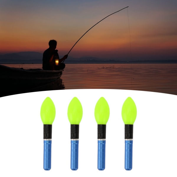 4 kpl Bobber Light Glow Sticks Uudelleenkäytettävät polttimot Elektroniset kalastus kelluvat valotikku yökalastukseen Vihreä