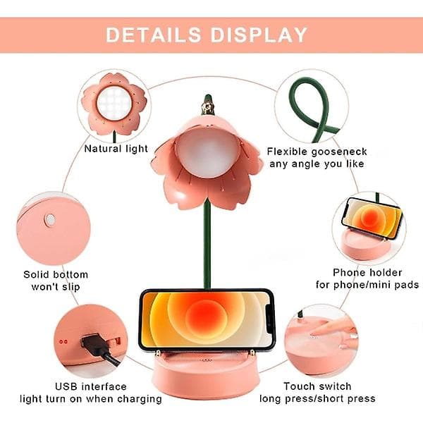 Bordlampe til børn, dæmpbar LED-bordlampe med 3 farvetemperaturer med touch-sensor