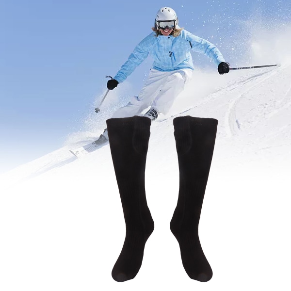 1 par oppladbare elektriske oppvarmede sokker vaskbare 3 hastigheter temperaturkontroll Vanntette oppvarmede jaktsokker for ski Svart