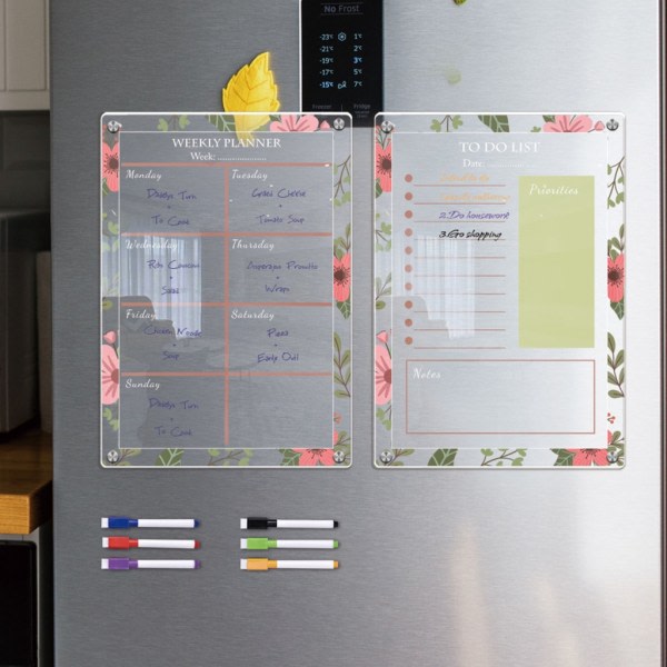 Akryl Magnetisk Ugeplanlægningskalender til Køleskab Dry Erase Board null - TYU053 Large