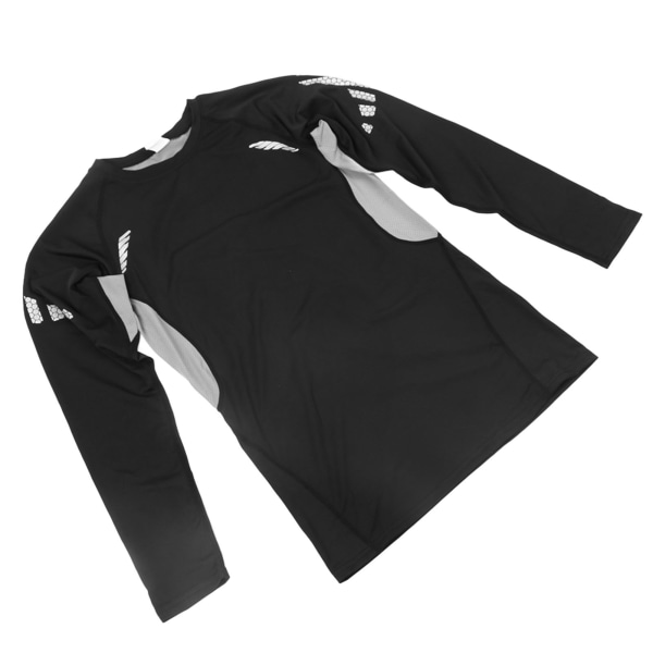 Träningsskjorta Långärmad M Fitness Svart Grå Bekväm att bära Andningsbar sporttröja i konstsilke för löpning