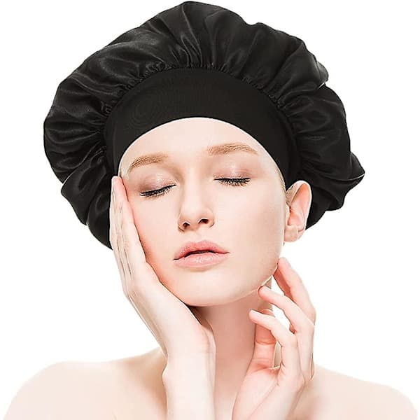 Satin Silke Soveshat til Søvn og Brusebade, acsergery Dobbeltlag Turban Elastisk Bredt Bånd