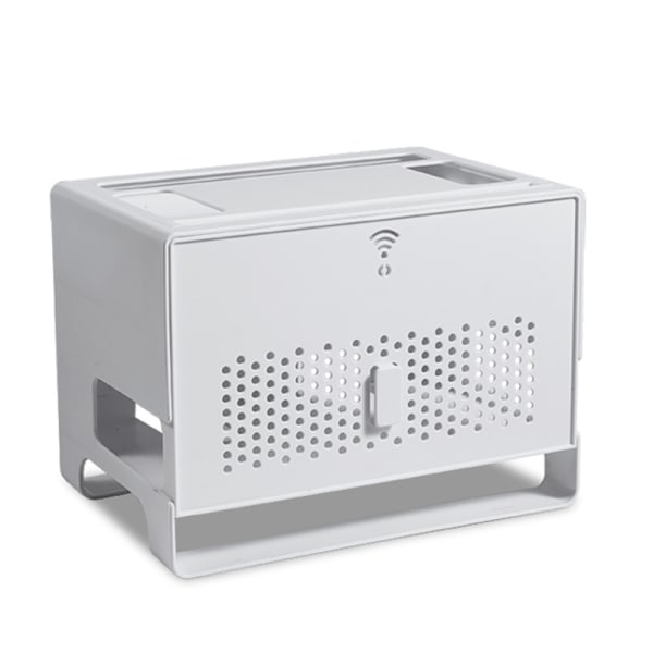 Router förvaringsbox dubbla lager ihåliga löstagbar Dammtät värmeavledning Kabelhanteringsbox grå