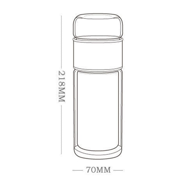 Dobbel isolert glassflaske Tykkkant Bunn Lekkasikker Bærbar gjennomsiktig reisekopp for hjemmekontor