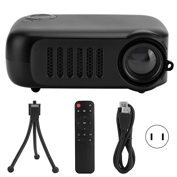 Mini Kannettava Projektori Kotitalousprojektorit 320 x 240 Resoluutio 2 tuuman LCD-näytöllä (100-240V) Musta US