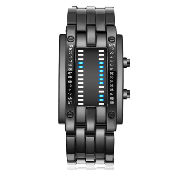 Binær Matrix Blå LED Digital Watch Menn Kvinner Cclassic Fasjonable Future Technology Binær Klokke