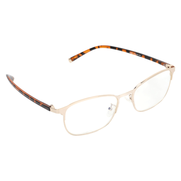 Presbyopiske briller Blått lysblokkerende ripebestandig harpikslinse-lesebriller for TV-titting Gullramme +200