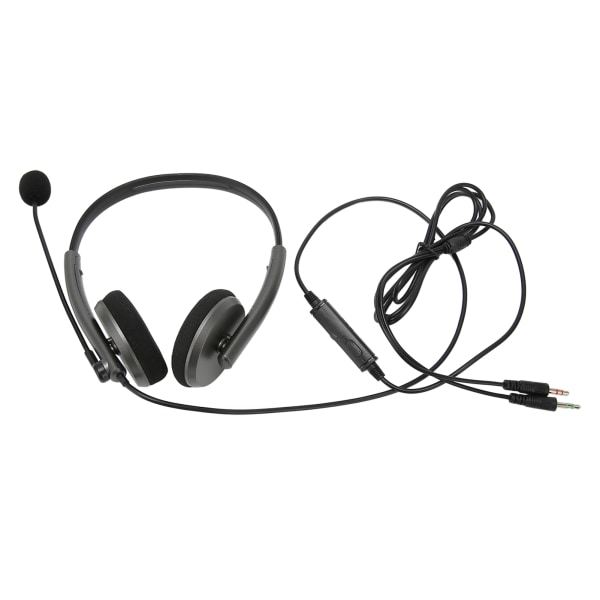 Call Center Headset Multifunktionelt Stilfuldt støjreducerende HD Opkald Høreværn Telefon Headset Space Grå Dual 3,5 mm