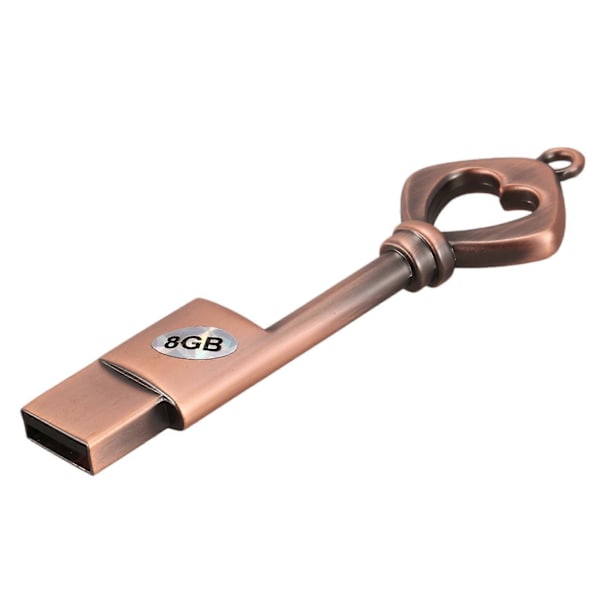 10 kpl USB 2.0 Metallinen USB-muistitikku Puhdas kupari Sydän USB-muistitikku Avain (Kupari, 8 Gt).pa