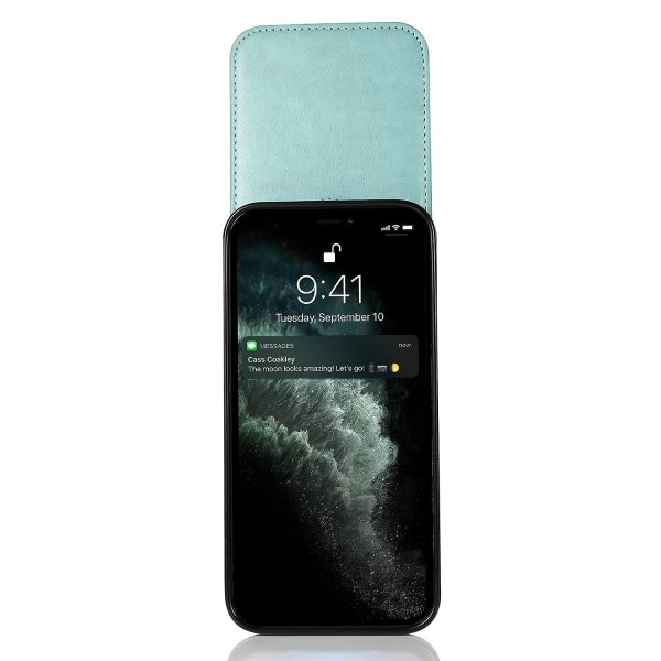 Läderbelagd Tpu Kickstand Cover til Iphone 12 Pro Max, Kortholder Mobiltelefon Cover Mint Green