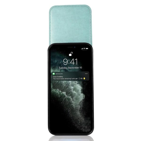 Läderklädd TPU-fodral med stativ till iPhone 12 Pro Max, korthållare för mobiltelefon, mintgrön