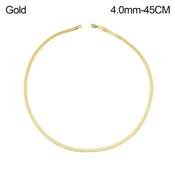 18\"/20\" flat snake chain herringbone halskjede Gull 4.0mm-45CM Gold 4.0mm-45CM