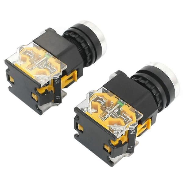 2 stk 22mm Montering 10A 380V DPST Rød Grønn Momentan Trykknapp