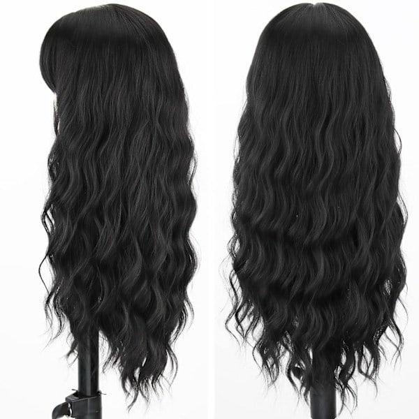 Long Black Wig with Bangs