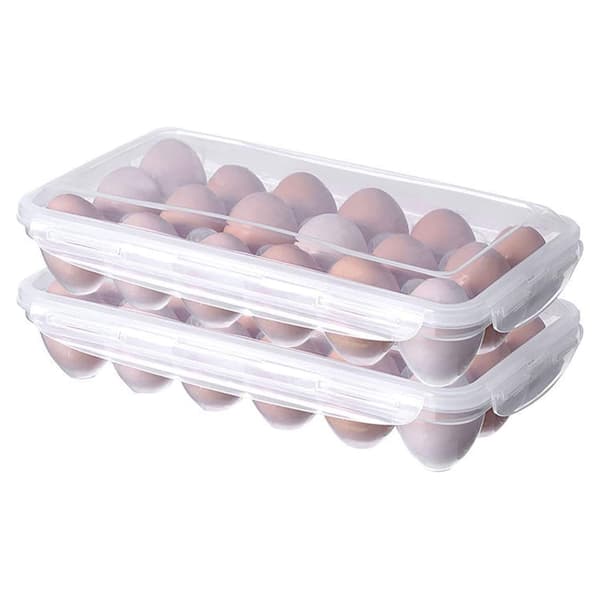 2-pack Täckta Äggställ, Äggställ För Kylskåp, Äggförvaringsbehållare, Äggfat Med Lock Passar 18x2 Ägg, 36 Ägg