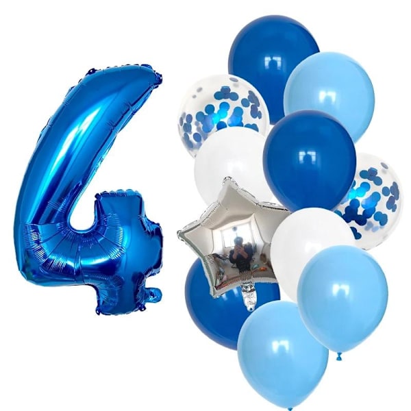 12 stk. Drengefødselsdag Balloner med 32 tommer Blå Nummer Ballon Fødselsdagsfest Dekoration Børn Anniversaires 1/2/3/5/6/8/9 År Gammel Blue 7