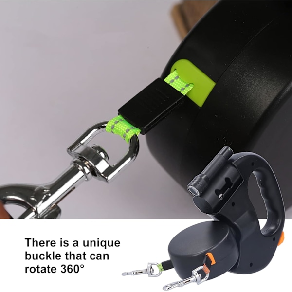 Dubbelt Koppel för 2 Hundar, Indragbart Hundkoppel för Hundar Upp till 25 kg/55 lbs, 3M Stretchbar Stark Nylon