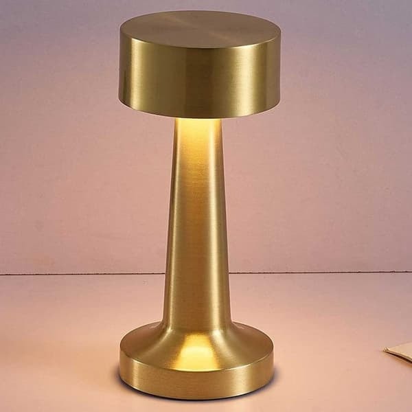 Retro Oppladbar Bordlampe i Metall Dimmer Gull—pa