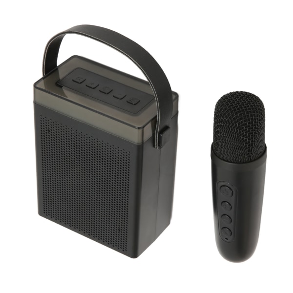 Set med RGB-ljus Uppladdningsbar Bluetooth högtalare med 1 trådlös mikrofon för Home Party KTV Svart