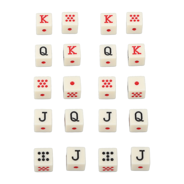 20 kpl espanjalainen pokerinoppa 6-sivuinen neliö JQK noppa muovinen pöytäpelin set keltainen
