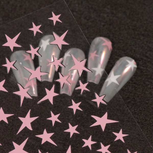 7 ark 3D Star Nail Art Tarrat Dekaler Självhäftande nageldekal för kvinnor flickor, flera färger, 10,5*8 cm