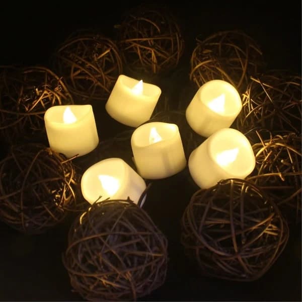 LED-telys Flammefrie lys med timer [12-pakning, varmhvit]