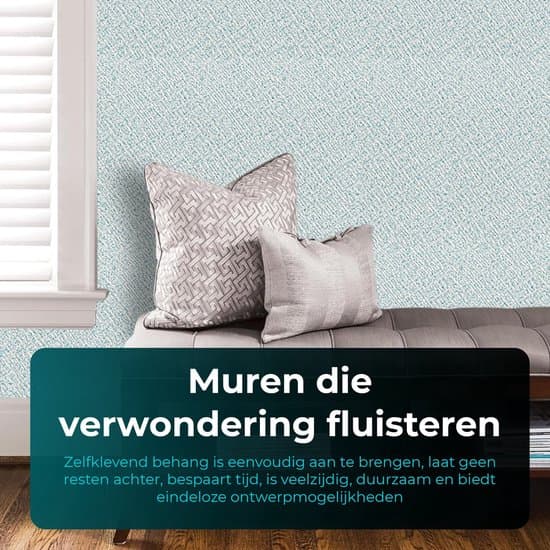 Självhäftande isolerad tapet förtjockad 2 mm vattenresistent linnestruktur väggpapper för vardagsrum sovrum ljusblå
