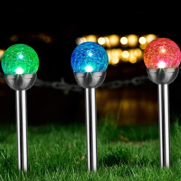 Paris_6 stk. Solcellelamper til Have, Krakeleret Glaskugle LED-lamper