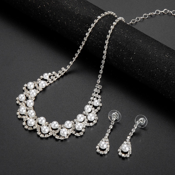 Fasjonable Rhinestone smykker sett for brude bryllup halskjede øredobber CA446-A
