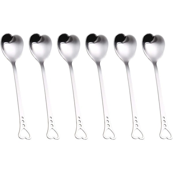 6st i Acciaio Inox a Forma di Cuore cucchiai Carino Scoop agitazione Cucchiaio da tavola per Dessert Torta di caff