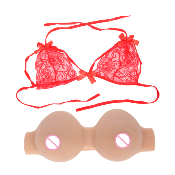 Silikonebrystform i kunstige falske bryster med bikini til mastektomi-crossdresser (B-skål (850 g) + bikini)