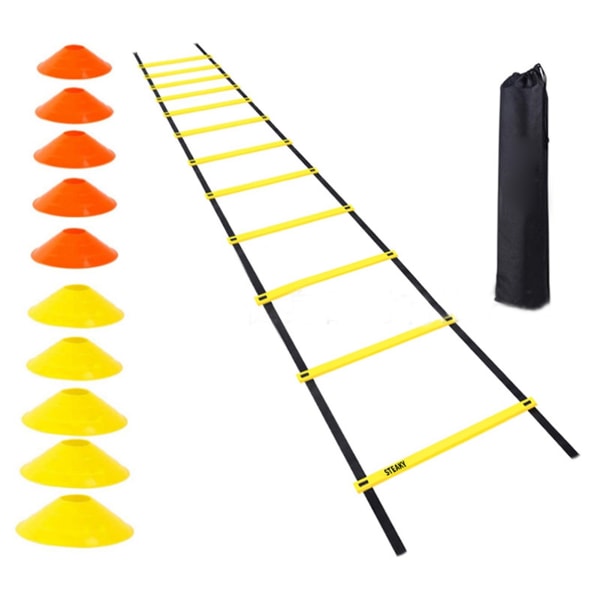 Agility Ladder 12 Rung 20ft Speed ​​Training Ladder Udstyrssæt med 10 Dics bæretaske til fodboldsport