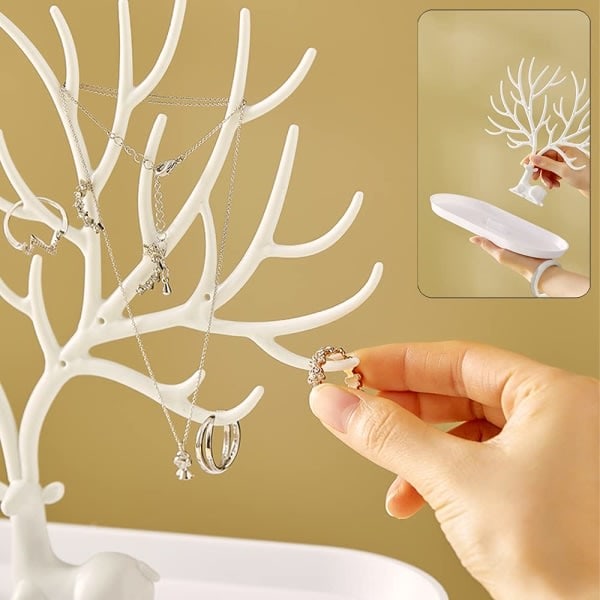 Smykkestativ, Dekorativt smykketræ, Halskædeopbevaring, Armbåndsstativ, Antler Tree Design Armbånd Halskæde Organizer(Hvid).pa