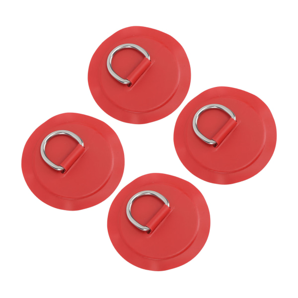 4st D-ringlapp PVC rund form starkt rostfritt stål D-ringdyna för båtflotte Paddle Board Röd