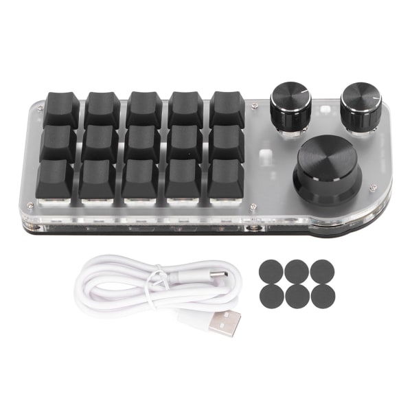 15 taster 3 knotter Programmerbart tastatur Kablet USB Trådløs Bluetooth Blå Switch Mini Makro Mekanisk Gaming Keyboard