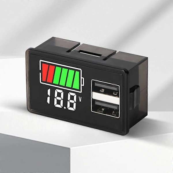 LED Digital Display Voltmeter Spenningsmåler Tester med Dobbel-USB for Strøm