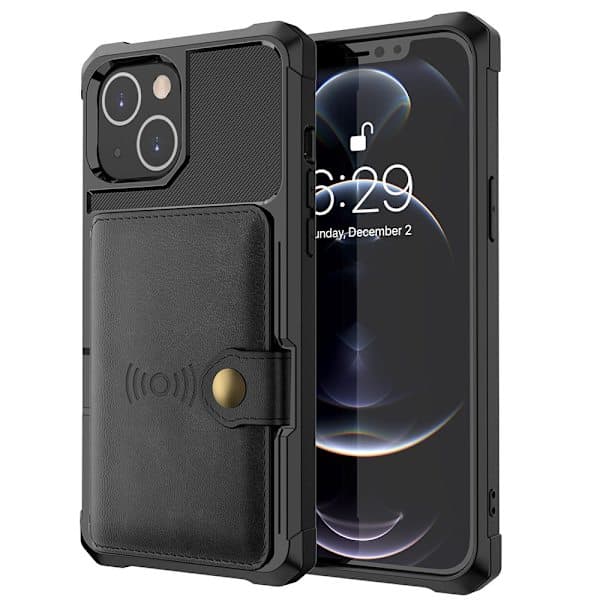 iPhone 13 Mini Cover med Kortholder - Kompatibel med Apple Sort
