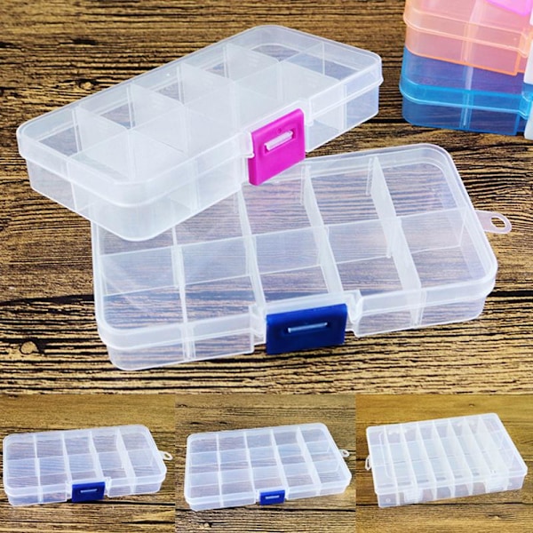 10/15/24 Rum Plastboks Smykke Perle Opbevaringsbeholder Håndværk Organizer Matches the image 24 Compartments