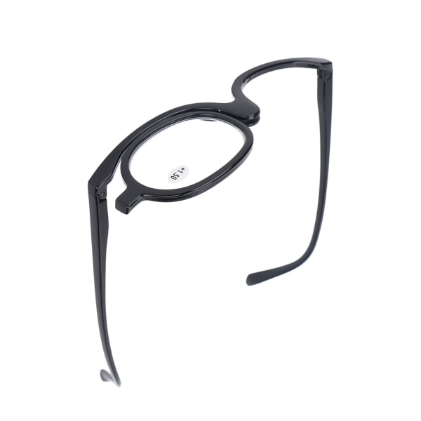 Forstørrende sminkebriller Flip-down-linse for øye Fasjonable sminke ensidige briller svart(+1,50 )
