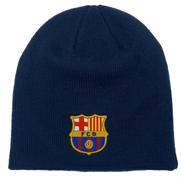 FC Barcelona Barnmössa Stickad Bronx Beanie OFFICIELL Fotbollspresent Marinblå Bea Navy Blue Beanie One Size