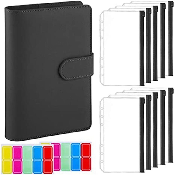 A6 Læder Ringbind Omslag 6 Ringe Budget Ringbind Kontant Kuvert Pengebesparende Ringbind.pa