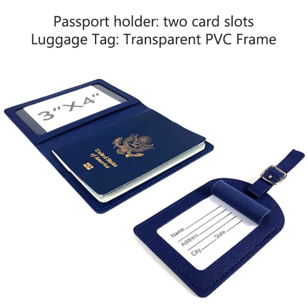 Bagasjemerker og passdekselsett PU-skinnkart Bagasjemerker Koffertmerker Passholder Reisegave
