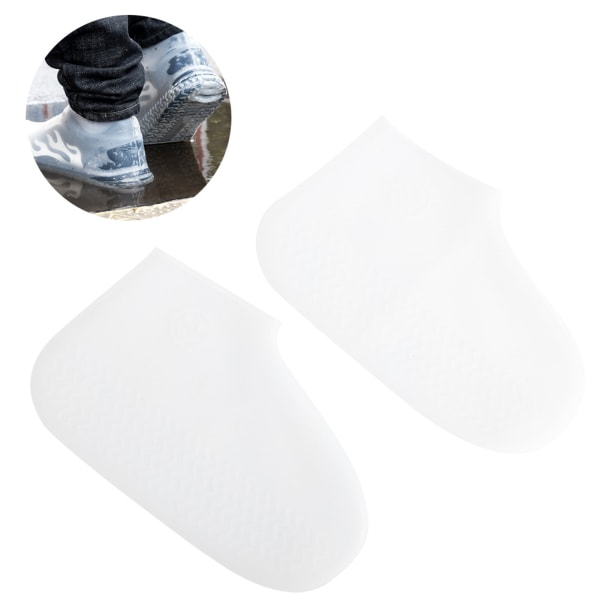 Silikon vanntett sko deksel Utendørs aktivitet Gjenbrukbar sklisikker skobeskytter (hvit)(L)