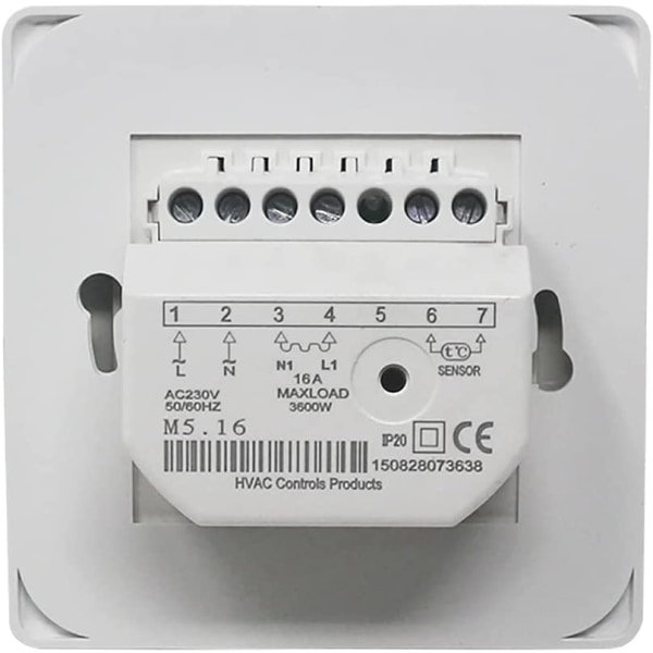 Manuel elektrisk gulvvarmetermostat med AC 220V 16A sonde, mekanisk gulvvarme termostatregulator [Energiklasse A+++]—PA