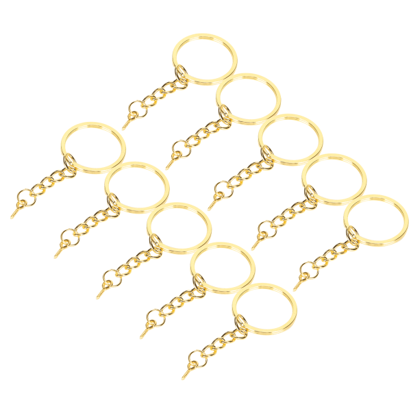 10 st Nyckelring Legering Nyckelring Ring delar med skruvögla Pin Connector DIY Tillbehör Guld 25mm / 1in