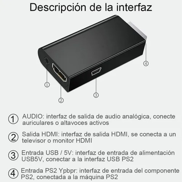 PS2:lle HD Multimedia Interface Converter -sovittimelle HD 480I Plug and Play AV-muunnin TV-näytölle
