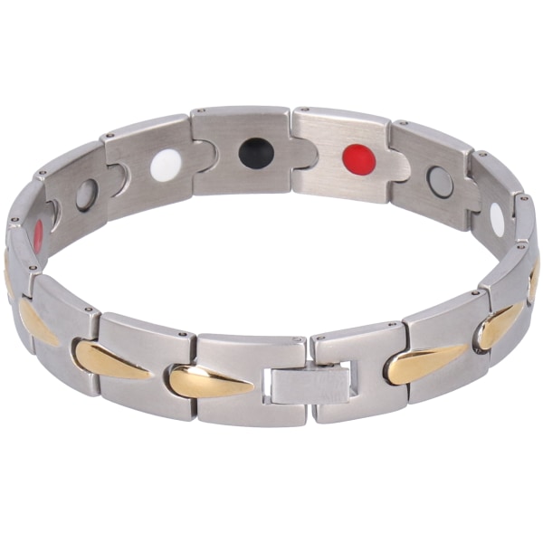 Dropformad handkedja 1,2 cm bredd titanstål Hälsovård Magnetiskt armband Smycketillbehör (silverguld)