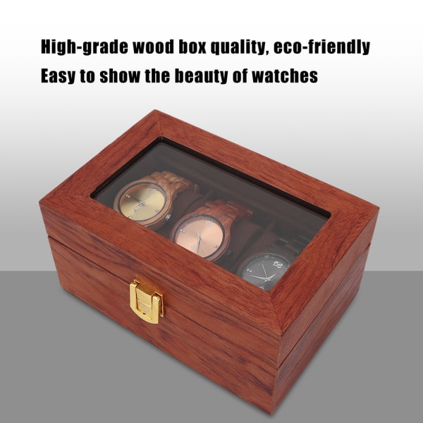 Trä 3 Grid Vintage Style Watch Display Box Watch förvaringshållare Box (päron trä)