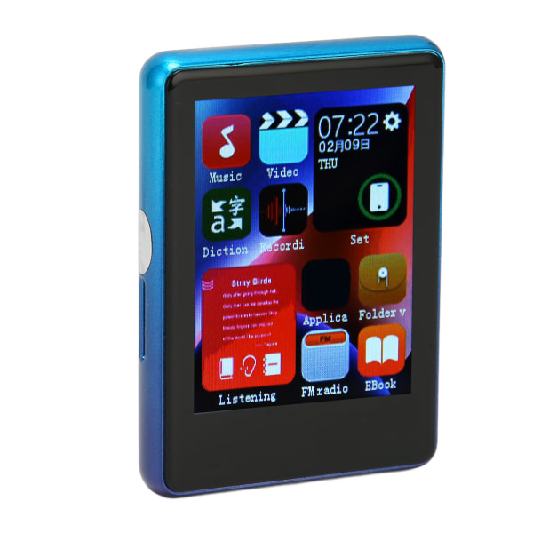 MP3-spiller Bluetooth 5.0 HD Full Touch Screen-støtte Opptak av musikkspiller med FM-radio Elektronisk bokhøyttaler Blå 4+32GB (minnekort)